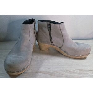 Dansko Maria Leather Ankle Booties Taupe Clog Heel Comfort Boots EU 40